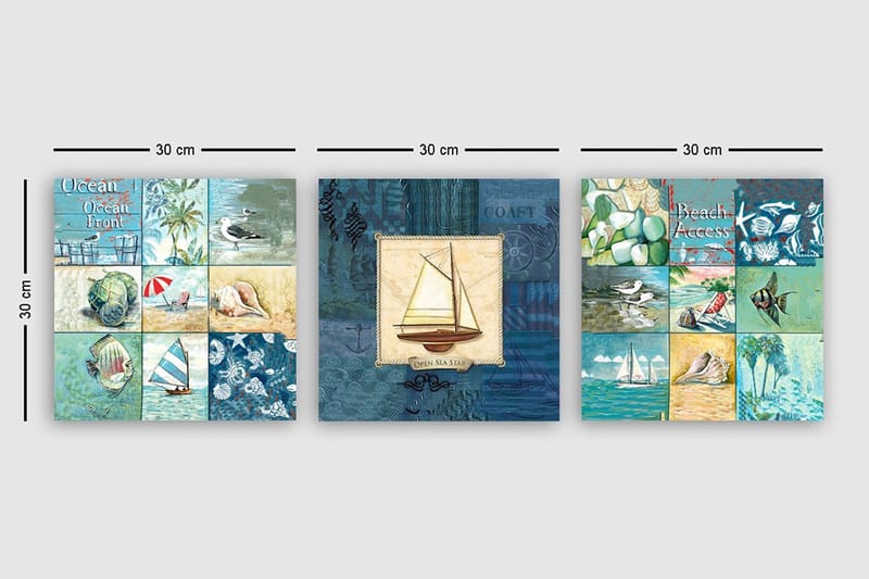 Canvastaulu VP Italy 3-pak Monivärinen - 30x30 cm - Sisustustuotteet - Taulu & taide - Canvas-taulu