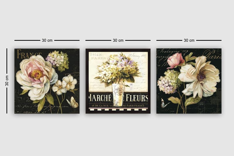 Canvastaulu VP Italy 3-pak Monivärinen - 30x30 cm - Sisustustuotteet - Taulu & taide - Canvas-taulu