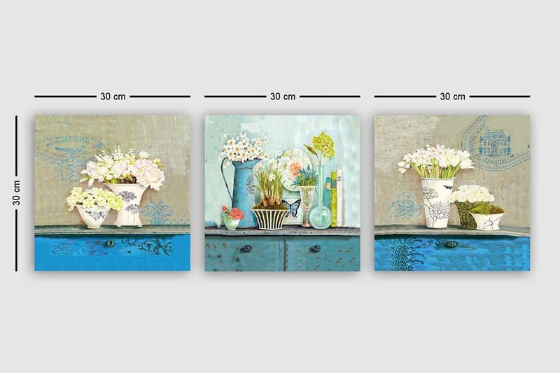 Canvastaulu VP Italy 3-pak Monivärinen - 30x30 cm - Sisustustuotteet - Taulu & taide - Canvas-taulu