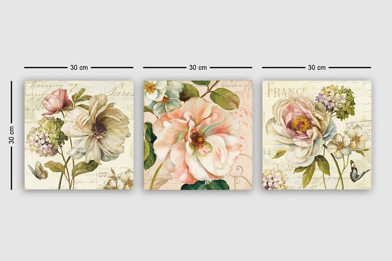 Canvastaulu VP Italy 3-pak Monivärinen - 30x30 cm - Sisustustuotteet - Taulu & taide - Canvas-taulu