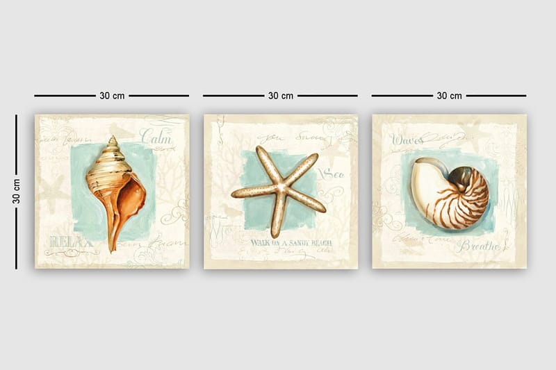 Canvastaulu VP Italy 3-pak Monivärinen - 30x30 cm - Sisustustuotteet - Taulu & taide - Canvas-taulu