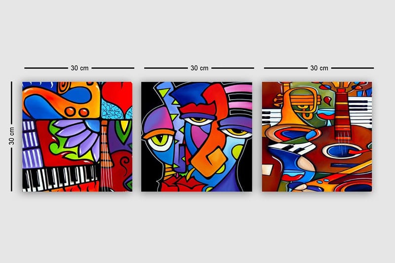 Canvastaulu VP Italy 3-pak Monivärinen - 30x30 cm - Sisustustuotteet - Taulu & taide - Canvas-taulu