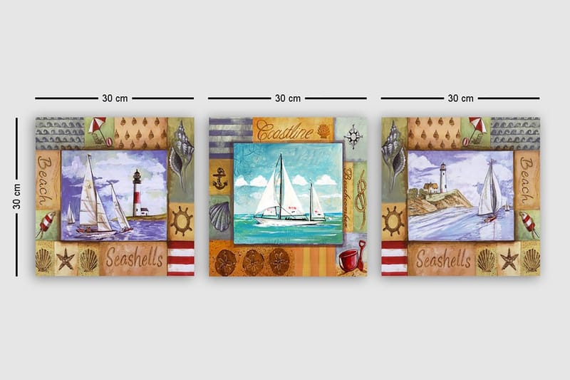 Canvastaulu VP Italy 3-pak Monivärinen - 30x30 cm - Sisustustuotteet - Taulu & taide - Canvas-taulu