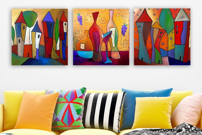 Canvastaulu VP Spain 3-pak Monivärinen - 30x30 cm - Sisustustuotteet - Taulu & taide - Canvas-taulu