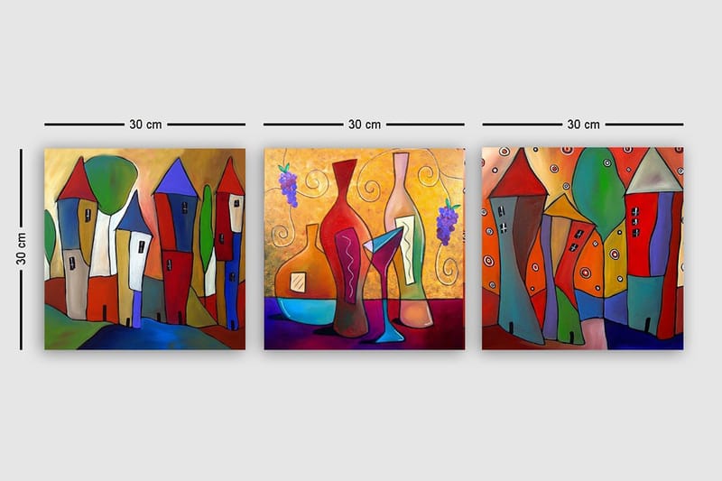 Canvastaulu VP Spain 3-pak Monivärinen - 30x30 cm - Sisustustuotteet - Taulu & taide - Canvas-taulu