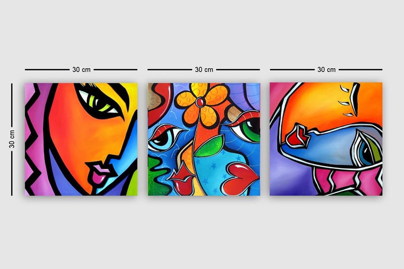 Canvastaulu VP Spain 3-pak Monivärinen - 30x30 cm - Sisustustuotteet - Taulu & taide - Canvas-taulu