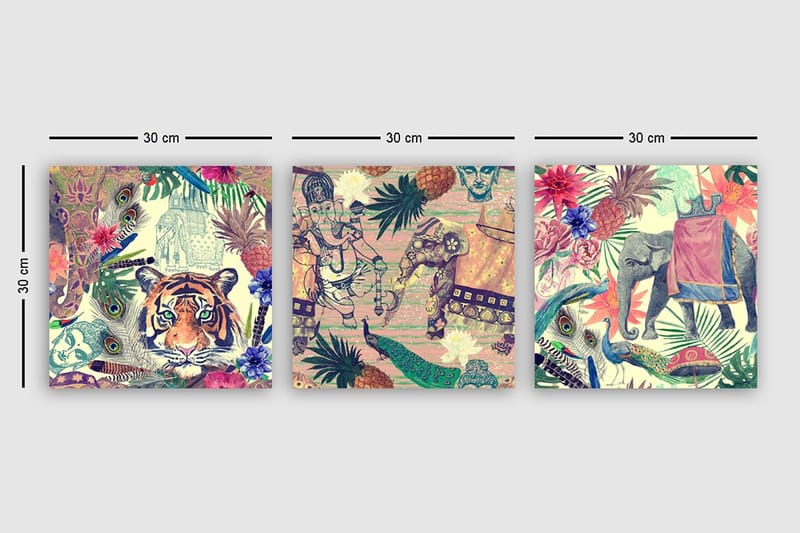 Canvastaulu VP Spain 3-pak Monivärinen - 30x30 cm - Sisustustuotteet - Taulu & taide - Canvas-taulu