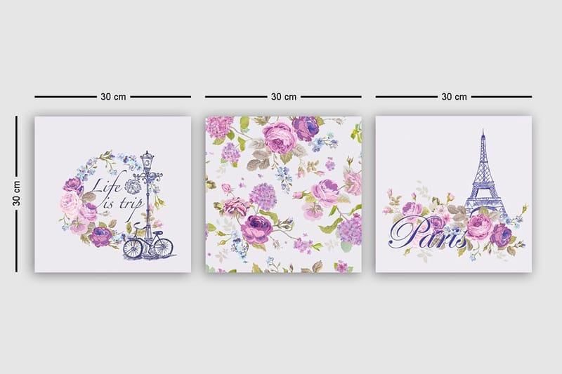 Canvastaulu VP Spain 3-pak Monivärinen - 30x30 cm - Sisustustuotteet - Taulu & taide - Canvas-taulu