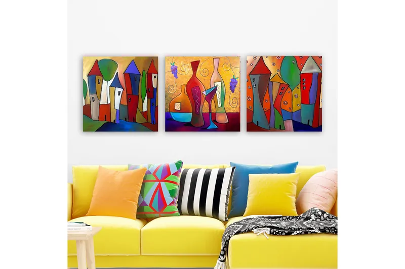 Canvastaulu VP Spain 3-pak Monivärinen - 30x30 cm - Sisustustuotteet - Taulu & taide - Canvas-taulu