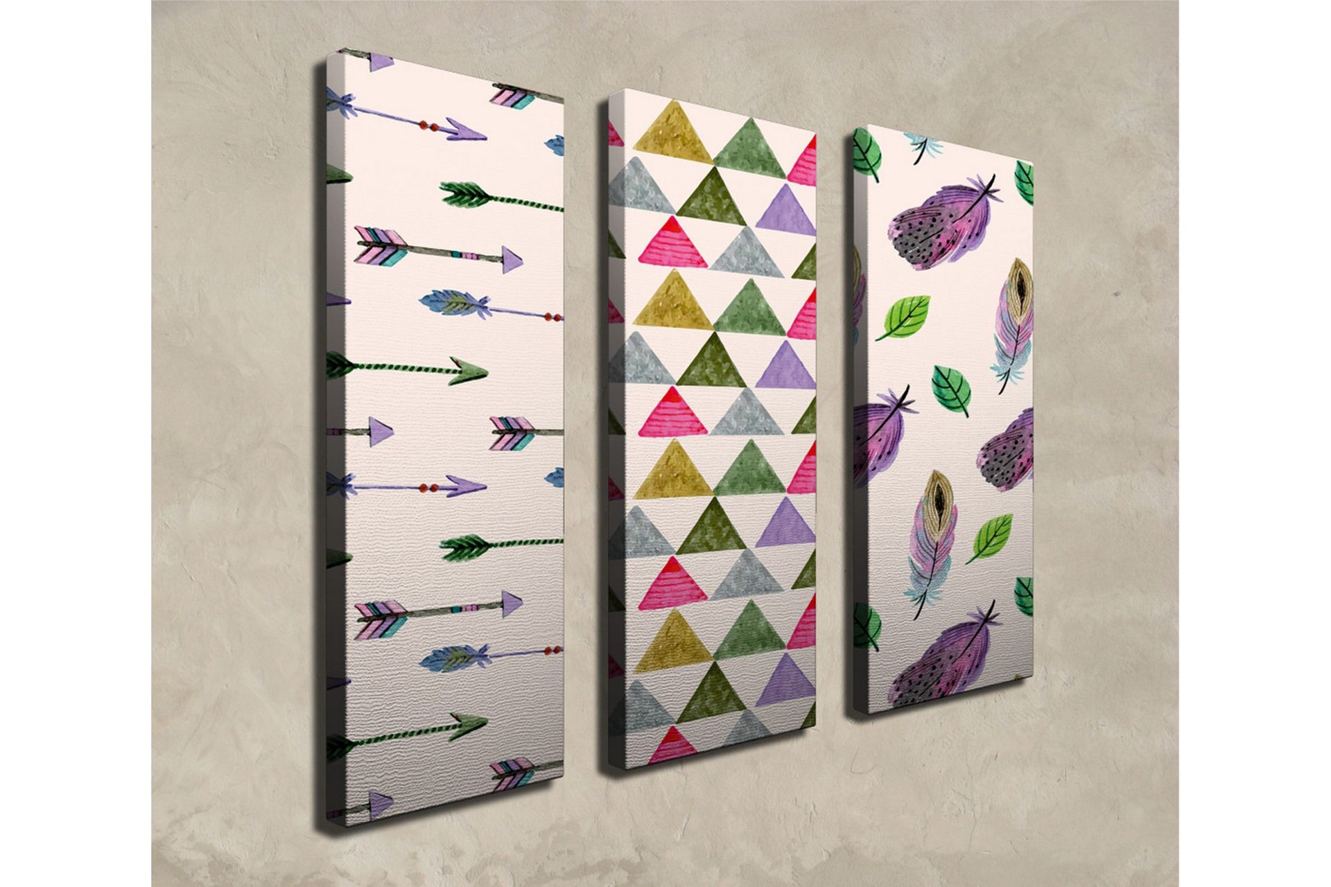 Koristeellinen Canvas Taulu (3 osaa) - Sisustustuotteet - Taulu & taide - Canvas-taulu