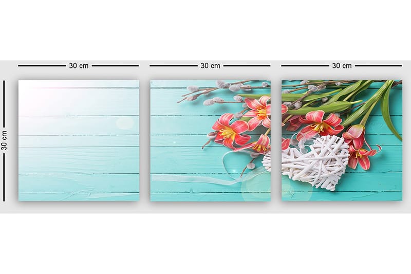 Koristeellinen Canvastaulu 3-os 30x30 cm - Monivärinen - Sisustustuotteet - Taulu & taide - Canvas-taulu