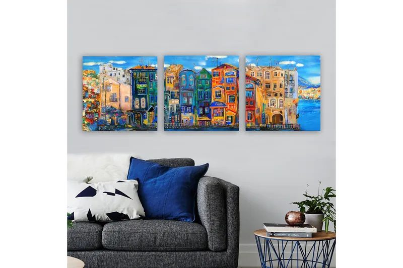 Koristeellinen Canvastaulu 3-os 30x30 cm, Monivärinen