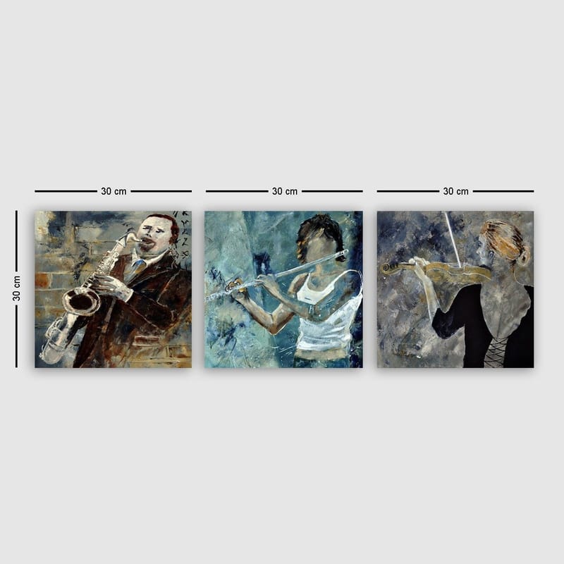 Koristeellinen Canvastaulu 3-os 30x30 cm, Monivärinen