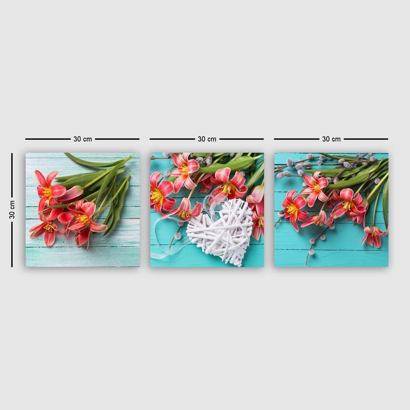 Koristeellinen Canvastaulu 3-os 30x30 cm, Monivärinen