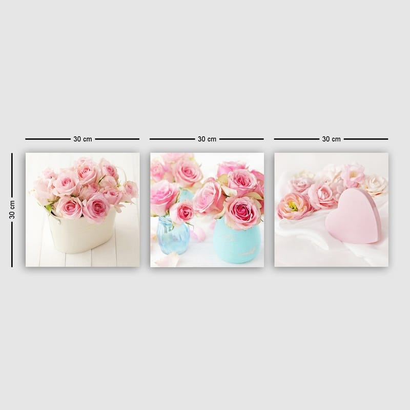 Koristeellinen Canvastaulu 3-os 30x30 cm, Monivärinen