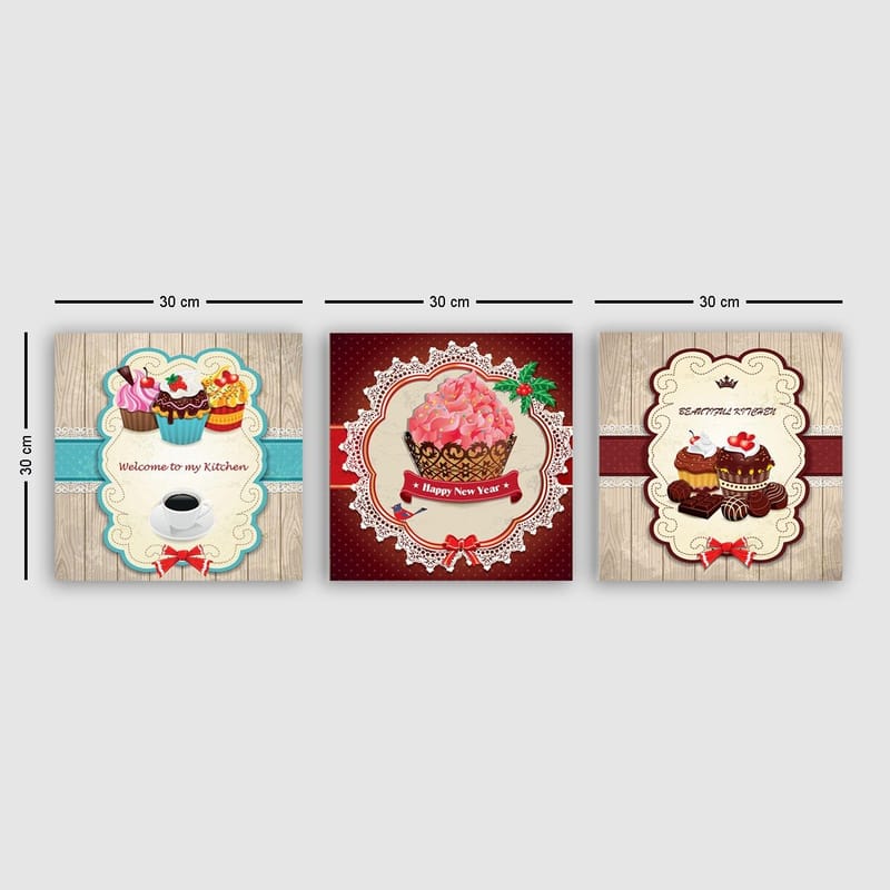 Koristeellinen Canvastaulu 3-os 30x30 cm, Monivärinen