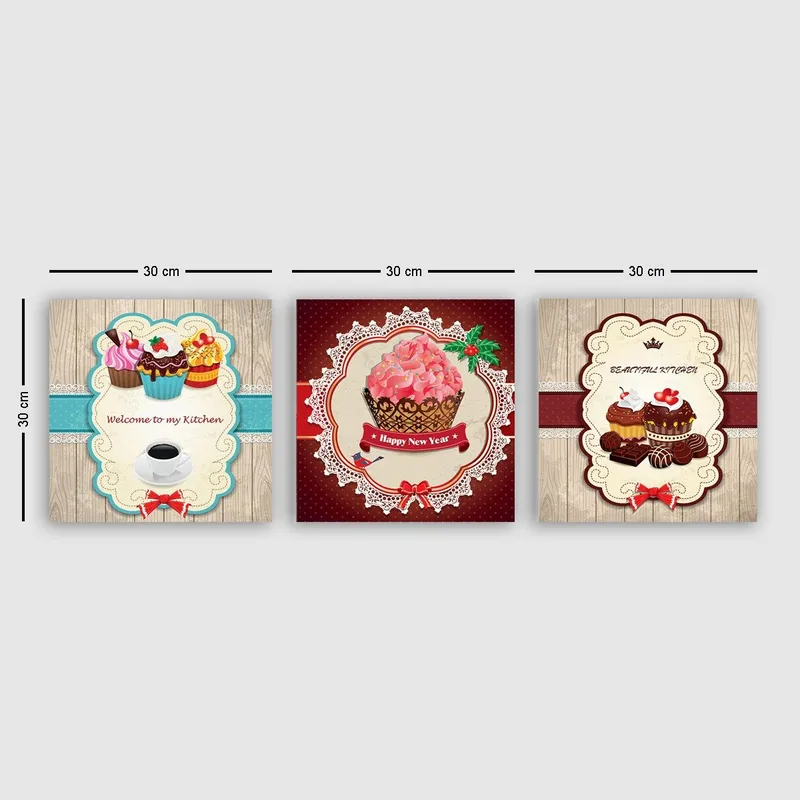 Koristeellinen Canvastaulu 3-os 30x30 cm, Monivärinen