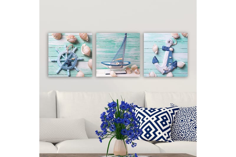 Koristeellinen Canvastaulu 3-os 30x30 cm, Monivärinen