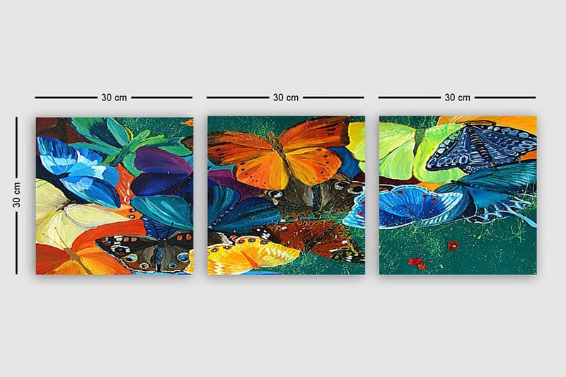 Koristeellinen Canvastaulu 3-os 30x30 cm - Monivärinen - Sisustustuotteet - Taulu & taide - Canvas-taulu