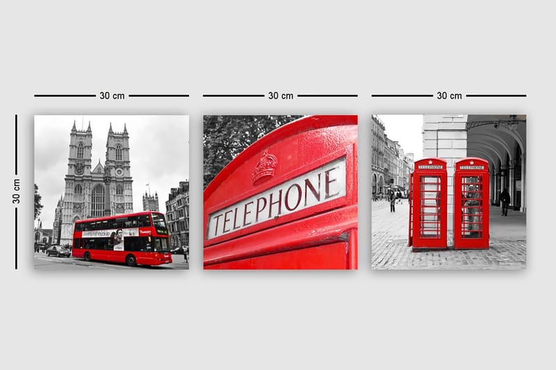 Koristeellinen Canvastaulu 3-os 30x30 cm - Monivärinen - Sisustustuotteet - Taulu & taide - Canvas-taulu