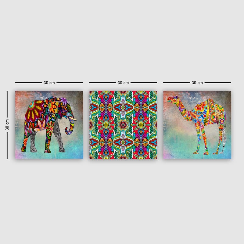 Koristeellinen Canvastaulu 3-os 30x30 cm - Monivärinen - Sisustustuotteet - Taulu & taide - Canvas-taulu