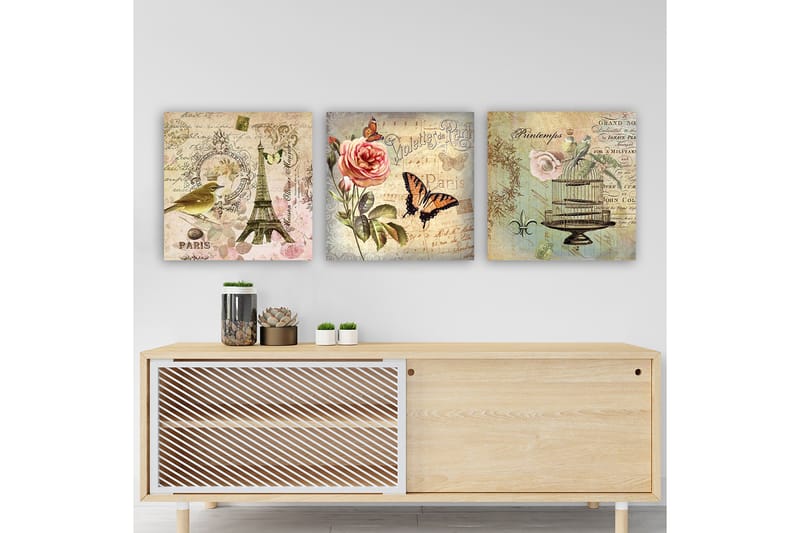 Koristeellinen Canvastaulu 3-os 30x30 cm - Monivärinen - Sisustustuotteet - Taulu & taide - Canvas-taulu