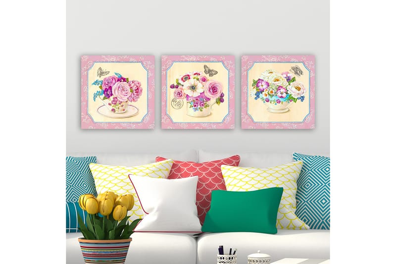Koristeellinen Canvastaulu 3-os 30x30 cm - Monivärinen - Sisustustuotteet - Taulu & taide - Canvas-taulu