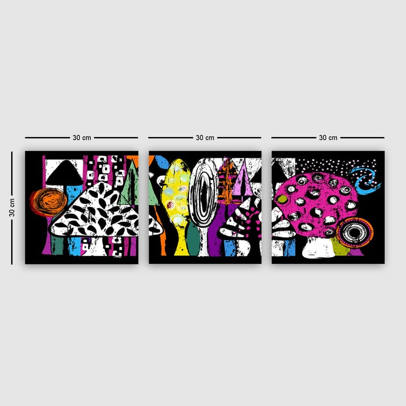 Koristeellinen Canvastaulu 3-os 30x30 cm - Monivärinen - Sisustustuotteet - Taulu & taide - Canvas-taulu