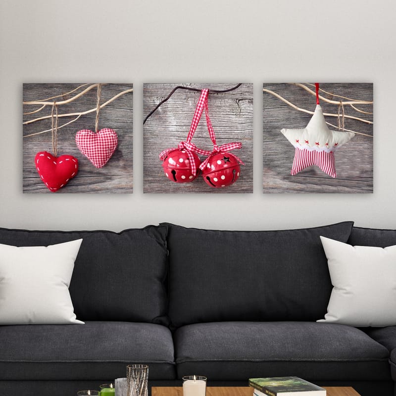 Koristeellinen Canvastaulu 3-os 30x30 cm - Monivärinen - Sisustustuotteet - Taulu & taide - Canvas-taulu