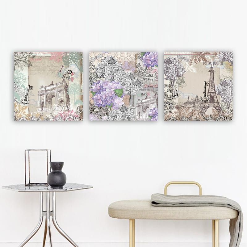 Koristeellinen Canvastaulu 3-os 30x30 cm - Monivärinen - Sisustustuotteet - Taulu & taide - Canvas-taulu