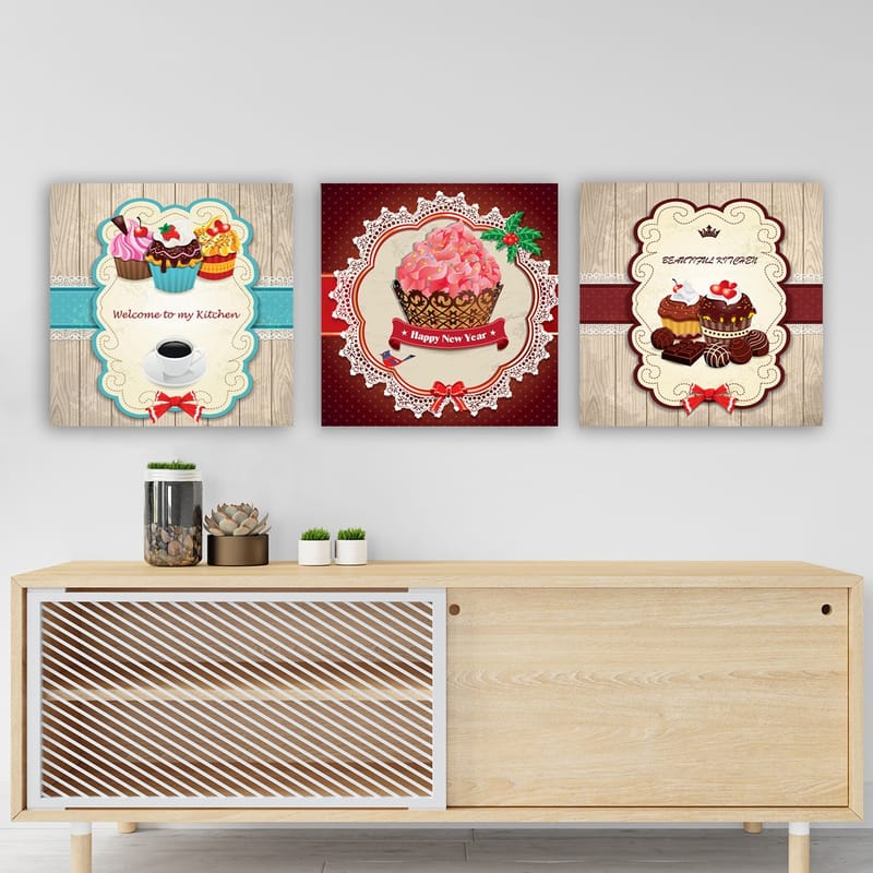 Koristeellinen Canvastaulu 3-os 30x30 cm - Monivärinen - Sisustustuotteet - Taulu & taide - Canvas-taulu