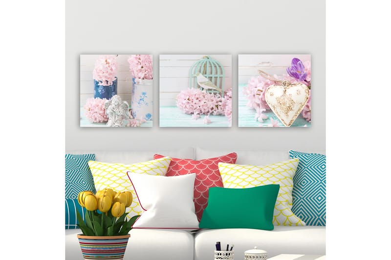 Koristeellinen Canvastaulu 3-os 30x30 cm - Monivärinen - Sisustustuotteet - Taulu & taide - Canvas-taulu