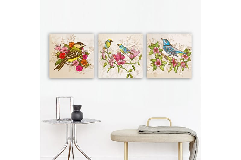 Koristeellinen Canvastaulu 3-os 30x30 cm - Monivärinen - Sisustustuotteet - Taulu & taide - Canvas-taulu