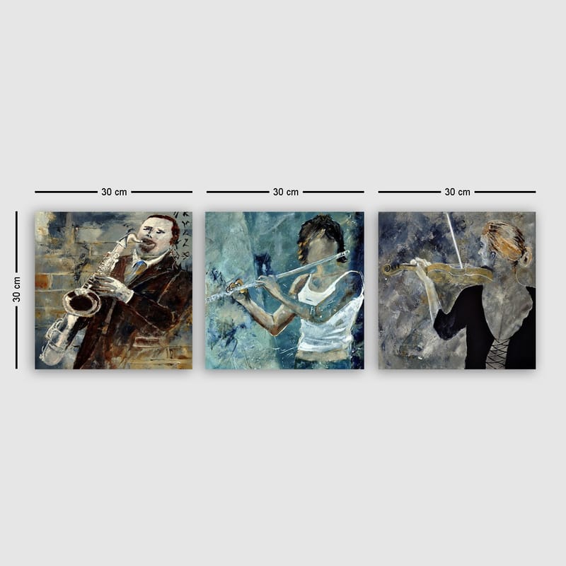 Koristeellinen Canvastaulu 3-os 30x30 cm - Monivärinen - Sisustustuotteet - Taulu & taide - Canvas-taulu