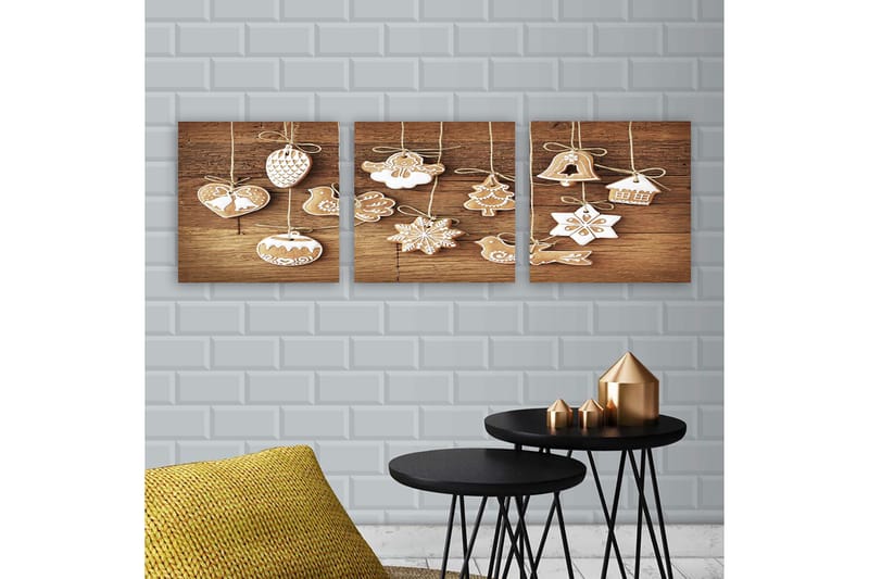 Koristeellinen Canvastaulu 3-os 30x30 cm - Monivärinen - Sisustustuotteet - Taulu & taide - Canvas-taulu