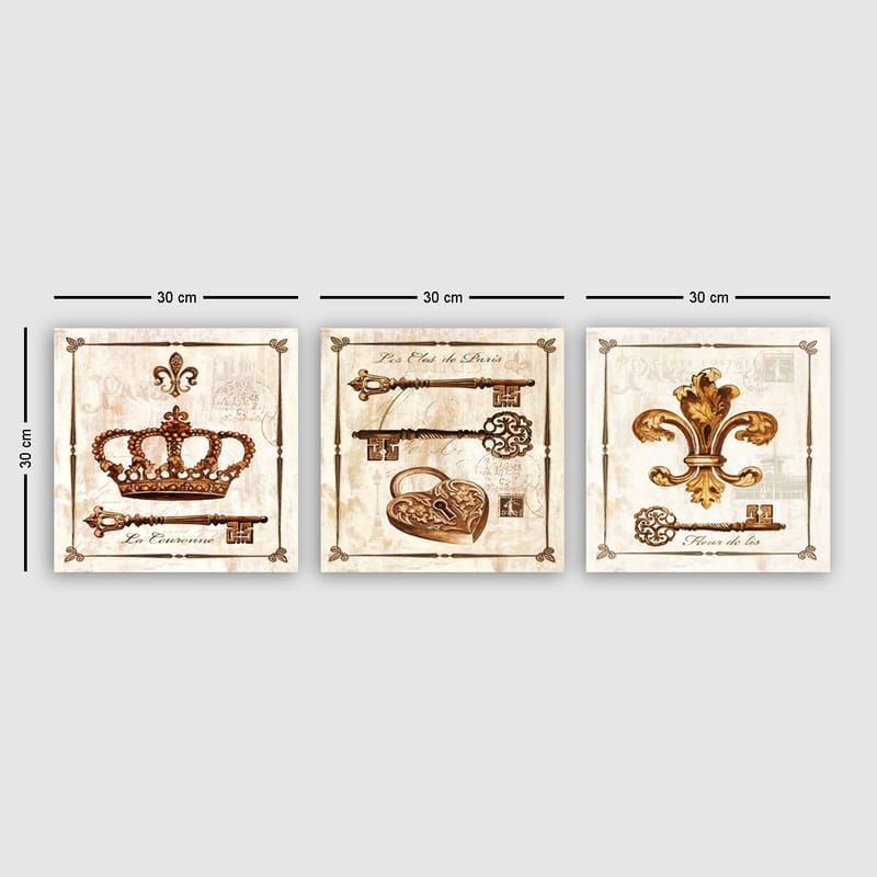 Koristeellinen Canvastaulu 3-os 30x30 cm - Monivärinen - Sisustustuotteet - Taulu & taide - Canvas-taulu