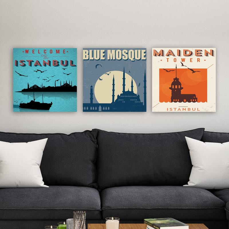 Koristeellinen Canvastaulu 3-os 30x30 cm - Monivärinen - Sisustustuotteet - Taulu & taide - Canvas-taulu