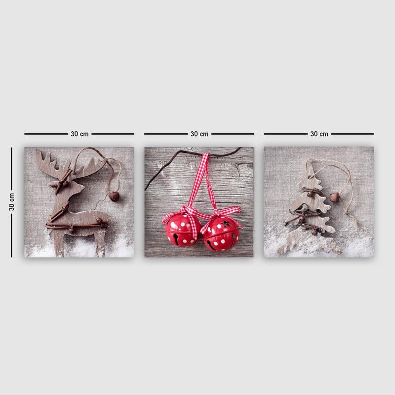 Koristeellinen Canvastaulu 3-os 30x30 cm - Monivärinen - Sisustustuotteet - Taulu & taide - Canvas-taulu
