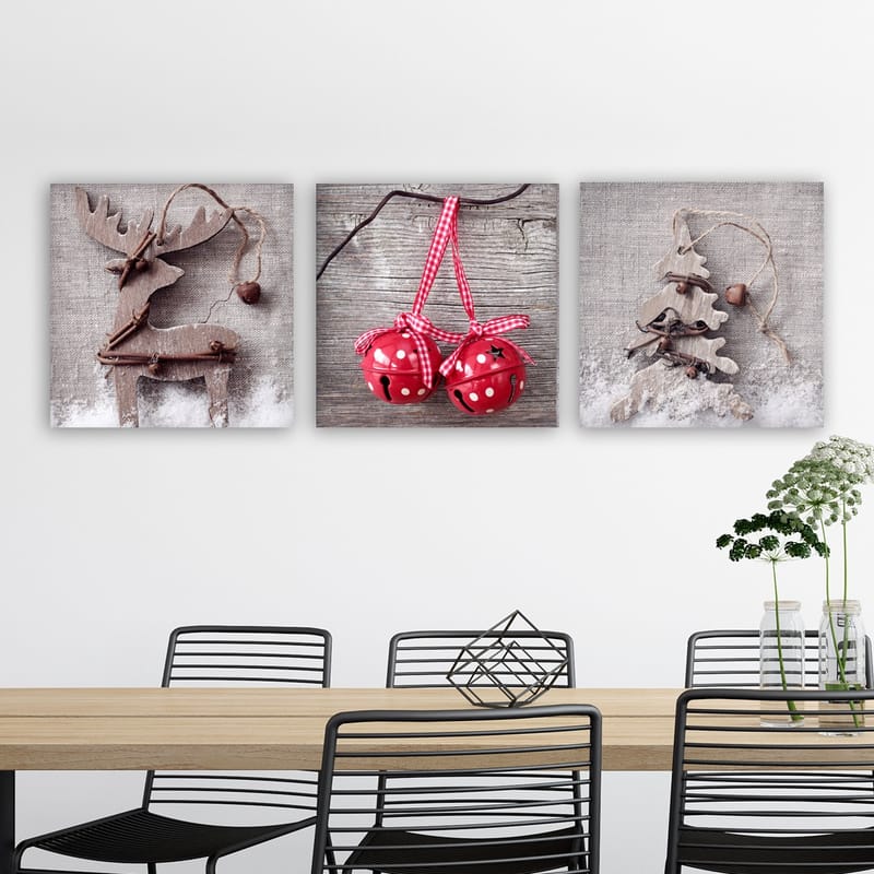 Koristeellinen Canvastaulu 3-os 30x30 cm - Monivärinen - Sisustustuotteet - Taulu & taide - Canvas-taulu