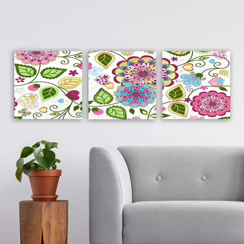 Koristeellinen Canvastaulu 3-os 30x30 cm - Monivärinen - Sisustustuotteet - Taulu & taide - Canvas-taulu