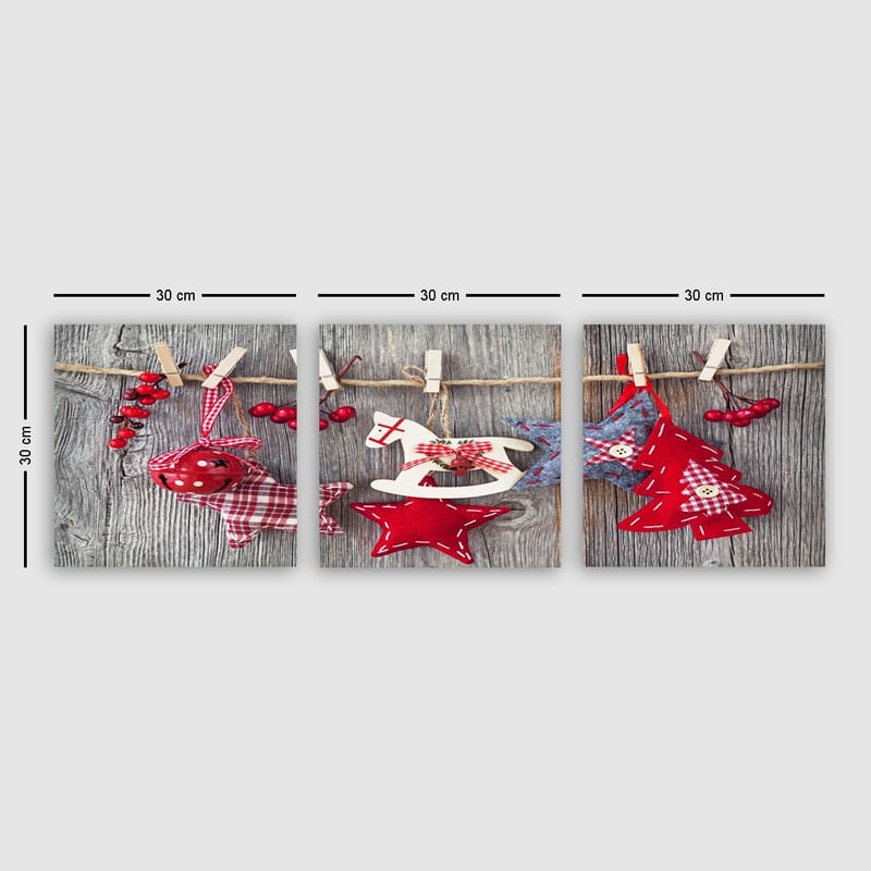 Koristeellinen Canvastaulu 3-os 30x30 cm - Monivärinen - Sisustustuotteet - Taulu & taide - Canvas-taulu