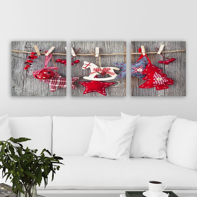 Koristeellinen Canvastaulu 3-os 30x30 cm - Monivärinen - Sisustustuotteet - Taulu & taide - Canvas-taulu