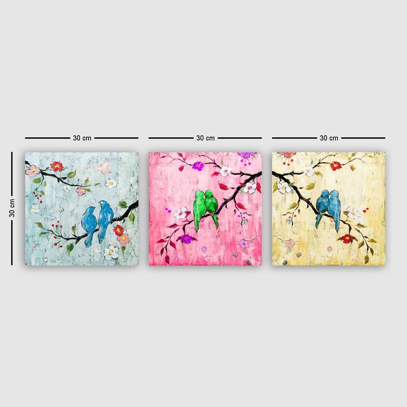Koristeellinen Canvastaulu 3-os 30x30 cm - Monivärinen - Sisustustuotteet - Taulu & taide - Canvas-taulu