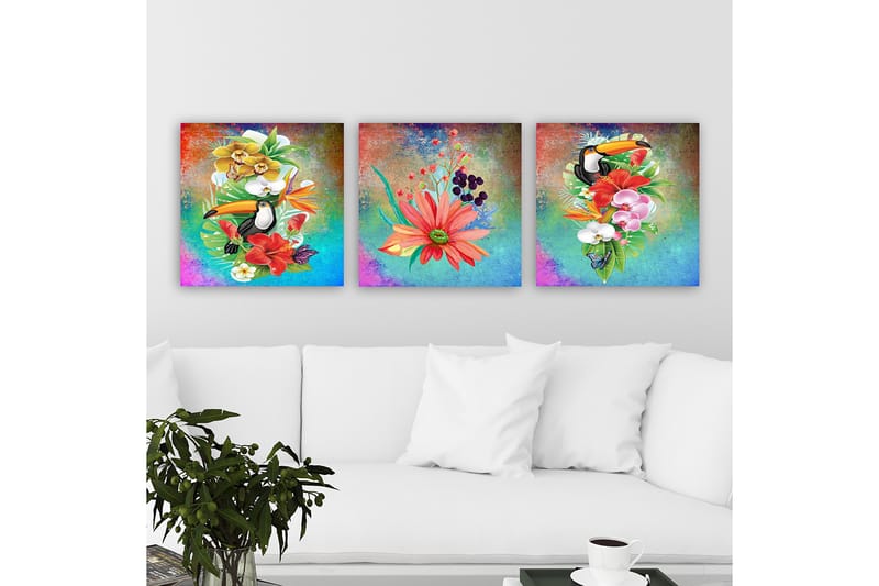 Koristeellinen Canvastaulu 3-os 30x30 cm - Monivärinen - Sisustustuotteet - Taulu & taide - Canvas-taulu
