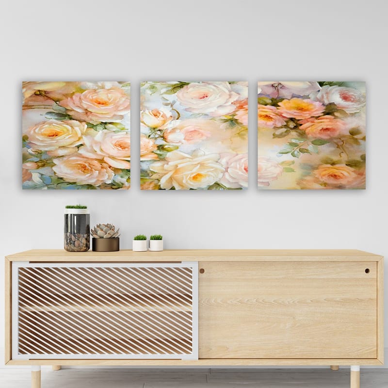 Koristeellinen Canvastaulu 3-os 30x30 cm - Monivärinen - Sisustustuotteet - Taulu & taide - Canvas-taulu