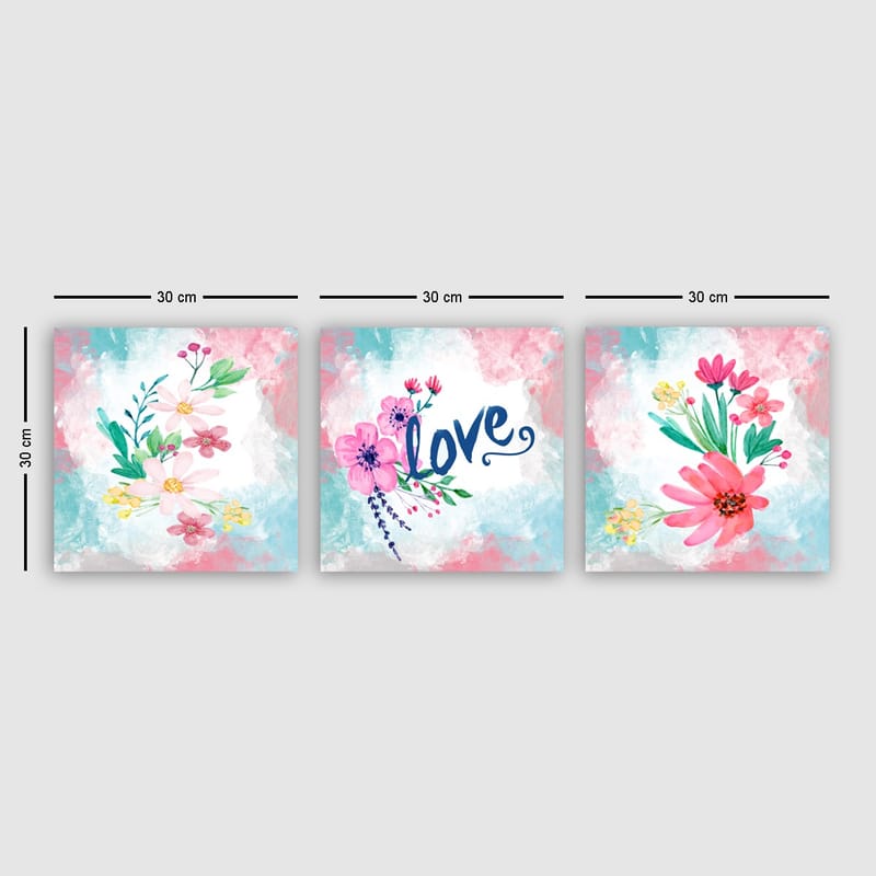 Koristeellinen Canvastaulu 3-os 30x30 cm - Monivärinen - Sisustustuotteet - Taulu & taide - Canvas-taulu