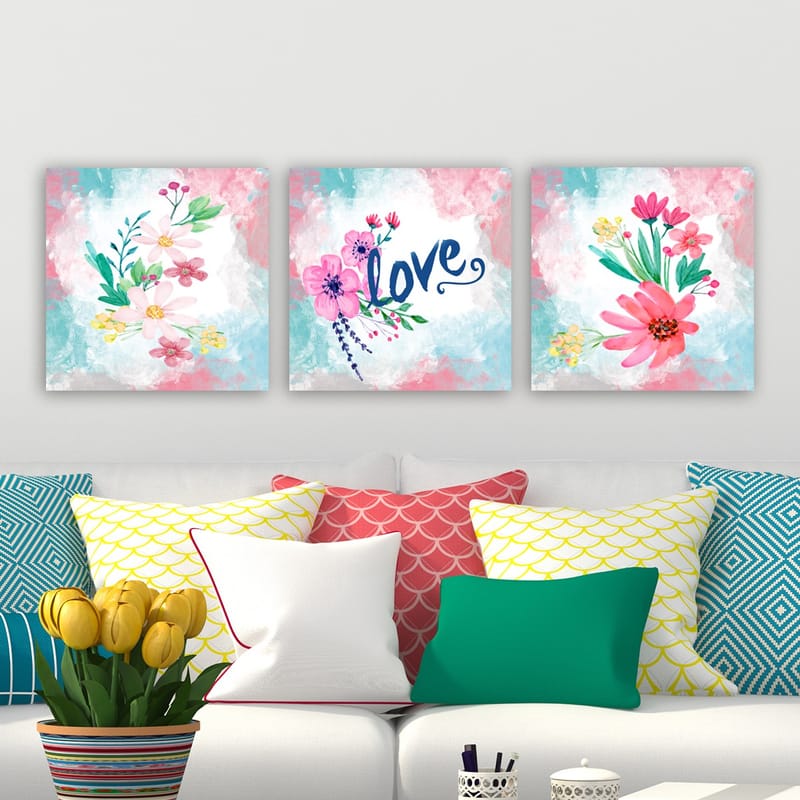 Koristeellinen Canvastaulu 3-os 30x30 cm - Monivärinen - Sisustustuotteet - Taulu & taide - Canvas-taulu