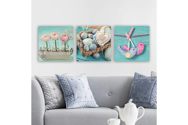Koristeellinen Canvastaulu 3-os 30x30 cm - Monivärinen - Sisustustuotteet - Taulu & taide - Canvas-taulu