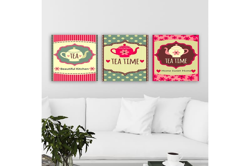 Koristeellinen Canvastaulu 3-os 30x30 cm - Monivärinen - Sisustustuotteet - Taulu & taide - Canvas-taulu