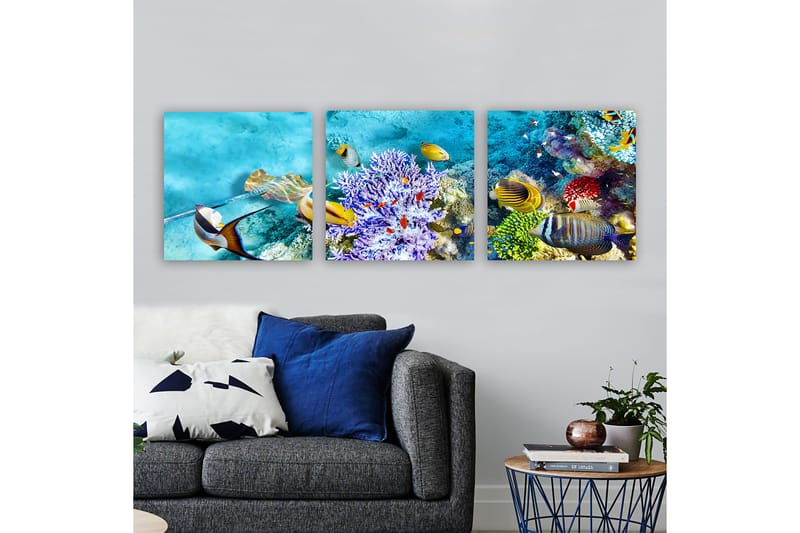 Koristeellinen Canvastaulu 3-os 30x30 cm - Monivärinen - Sisustustuotteet - Taulu & taide - Canvas-taulu